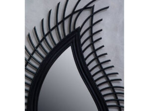 Mataram Teardrop Black Natural Rattan Wall Mirror