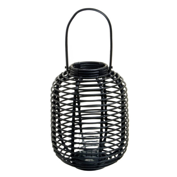 Mataram Tall Black Natural Rattan Lantern