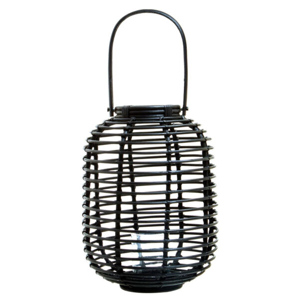 Mataram Tall Black Natural Rattan Lantern