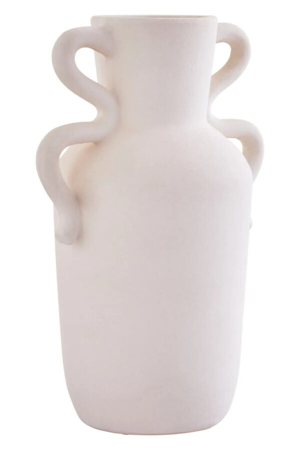 Sonata Large White Vase with Abstract Handles