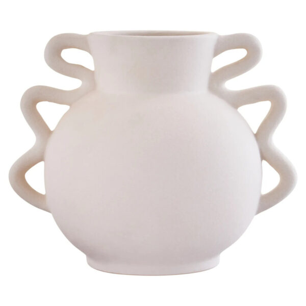 Sonata Small White Vase with Abstract Handles