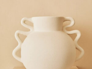 Sonata Small White Vase with Abstract Handles