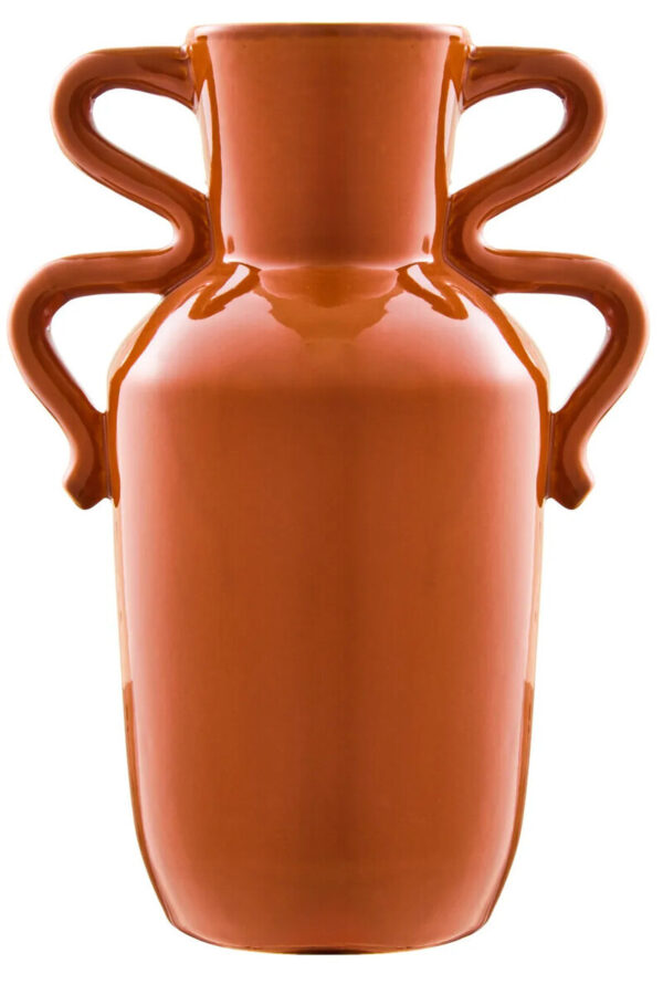 Sonata Large Burnt Orange Vase with Abstract Handles