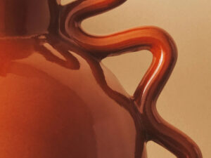Sonata Small Burnt Orange Vase with Abstract Handles