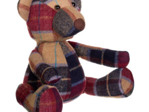 Bute Large Maroon Check Tartan Bear Door Stop