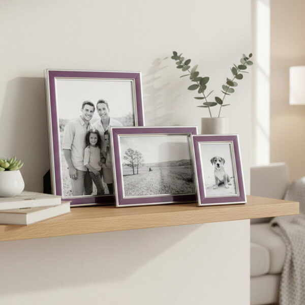 Opulence Purple and Silver Photo Frames - Set of 3