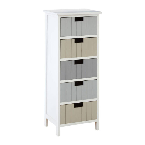 New England White 5 Drawers Chest