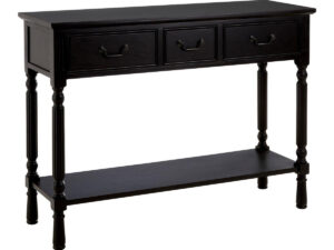 Heritage Three Drawer Vintage Black Wooden Console Table