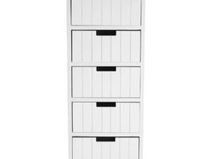 New England White Mdf 5 Drawers Chest