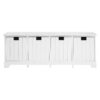 New England White Storage Bench with 4 Drawers