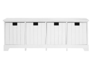 New England White Storage Bench with 4 Drawers