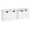 New England White Storage Bench with 4 Drawers
