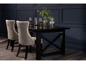 Lyon Black Oak Wood Dining Table