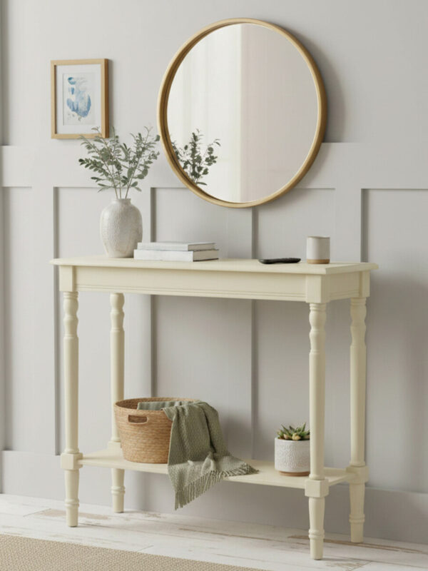 Heritage Ivory Rectangular Wooden Console Table