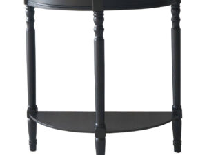 Heritage Half Moon Black Wooden Console Table with Shelf