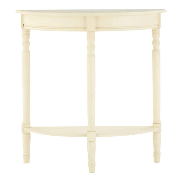 Heritage Half Moon Black Wooden Console Table with Shelf