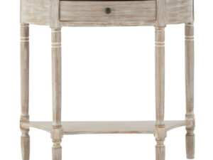 Heritage Natural Wash Half Moon One Drawer Wooden Console Table