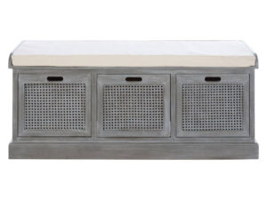 Heritage Three Drawer Slate Grey Wooden Storage Bench