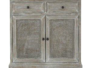 Heritage Grey Wash Rattan and Wooden Two Door Sideboard