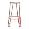 District Wooden Top Bar Stool With Metal Legs