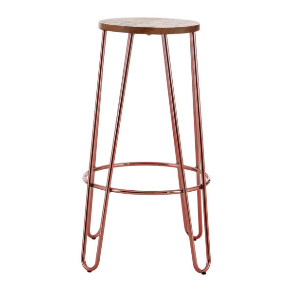 District Wooden Top Bar Stool With Metal Legs