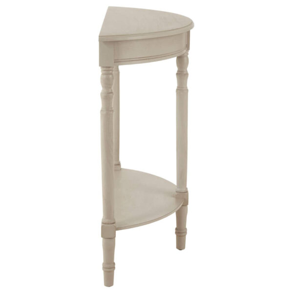 Heritage Half Moon Grey Putty Wooden Console Table with Shelf