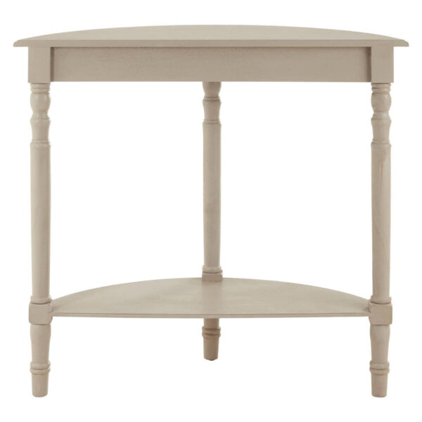 Heritage Half Moon Grey Putty Wooden Console Table with Shelf