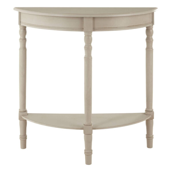 Heritage Half Moon Grey Putty Wooden Console Table with Shelf