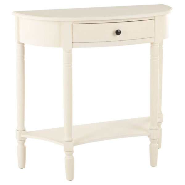 Heritage Half Moon Ivory Wooden Console Table with 1 Drawer
