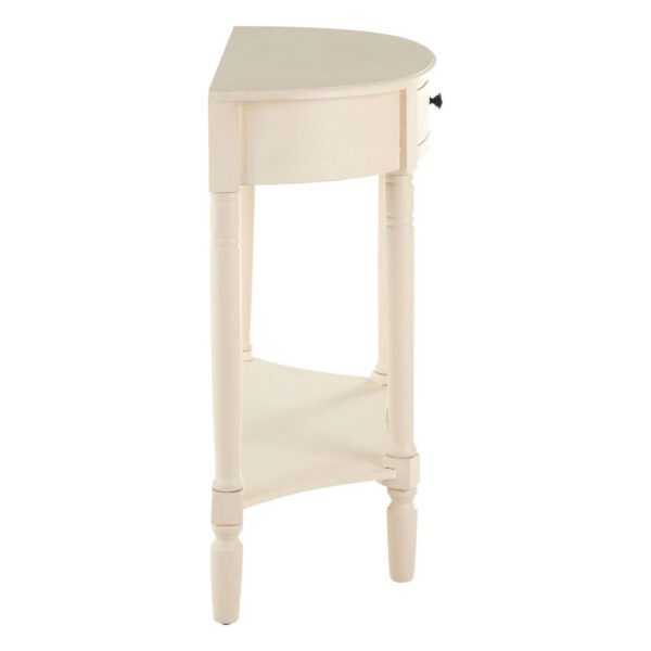 Heritage Half Moon Ivory Wooden Console Table with 1 Drawer