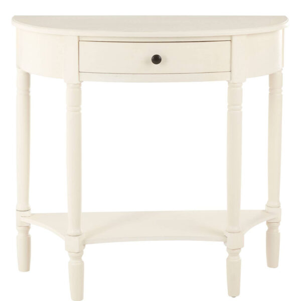 Heritage Black Half Moon Wooden Console Table with Drawer