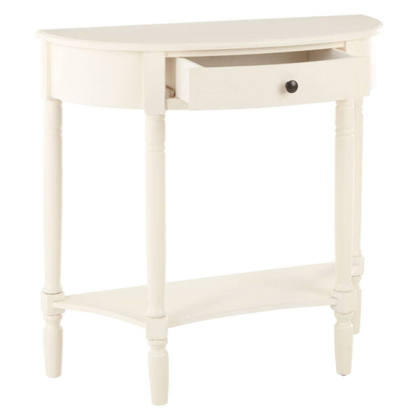 Heritage Half Moon Ivory Wooden Console Table with 1 Drawer