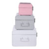 Parley Set of Three Assorted Pink and Grey Storage Trunks