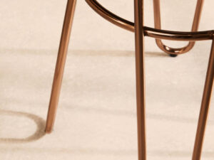 District Faux Fur Rose Gold Finish Stool