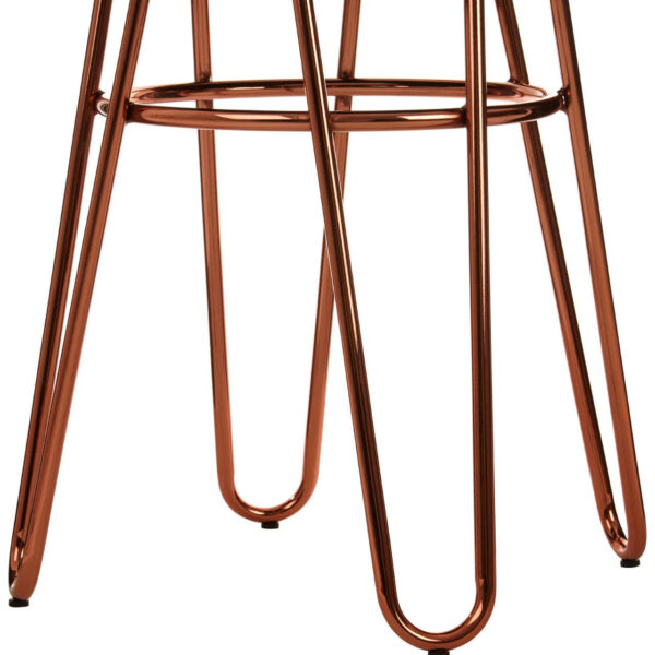 District Faux Fur Rose Gold Finish Stool