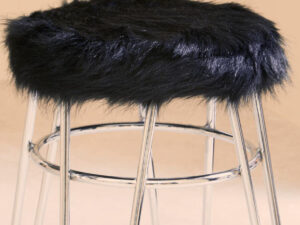 District Black Faux Fur Stool