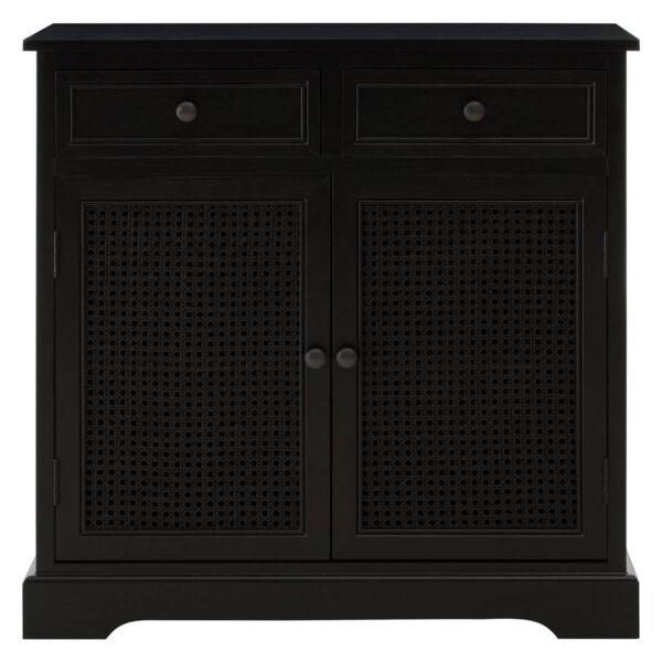Heritage Black Wash Rattan and Wooden Two Door Sideboard