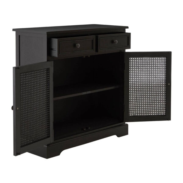 Heritage Black Wash Rattan and Wooden Two Door Sideboard