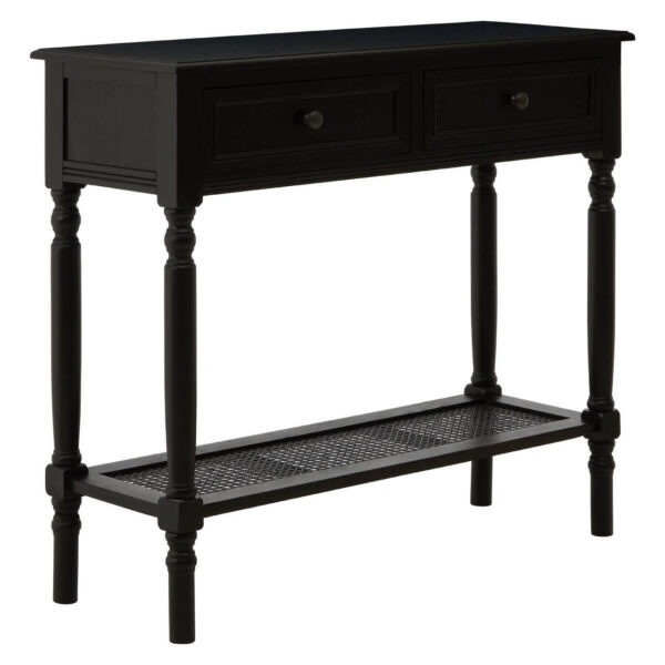 2405810_01__54930.1754495720.jpg Heritage Two Drawer Black Finish Wooden Console Table with Shelf