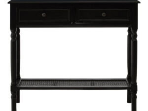 Heritage Two Drawer Black Finish Wooden Console Table with Shelf