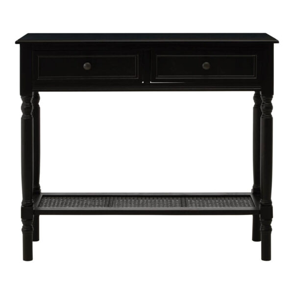 2405810__48253.1754495723.jpg Heritage Two Drawer Black Finish Wooden Console Table with Shelf