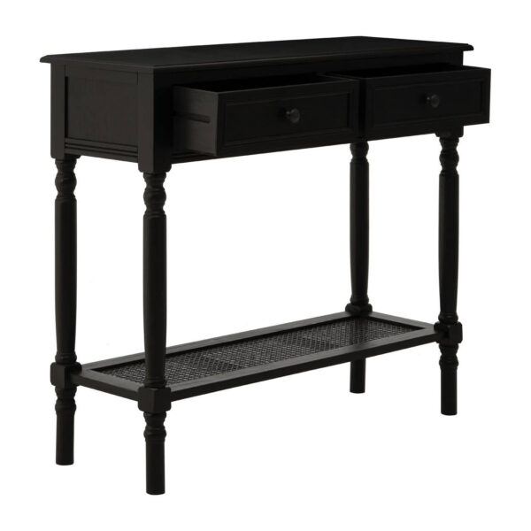 2405810_fcn_01__53479.1754495722.jpg Heritage Two Drawer Black Finish Wooden Console Table with Shelf