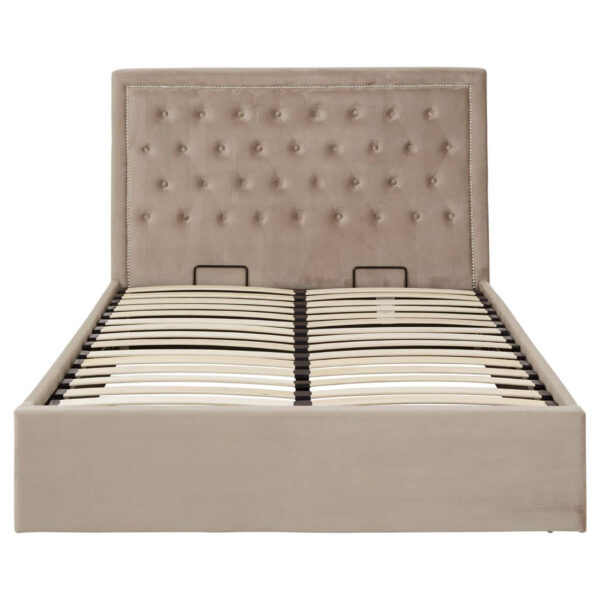 Hannah Mink Velvet Ottoman Double Bed