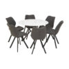 Weston Round Marble Effect Dining Table with 6 Chairs Set