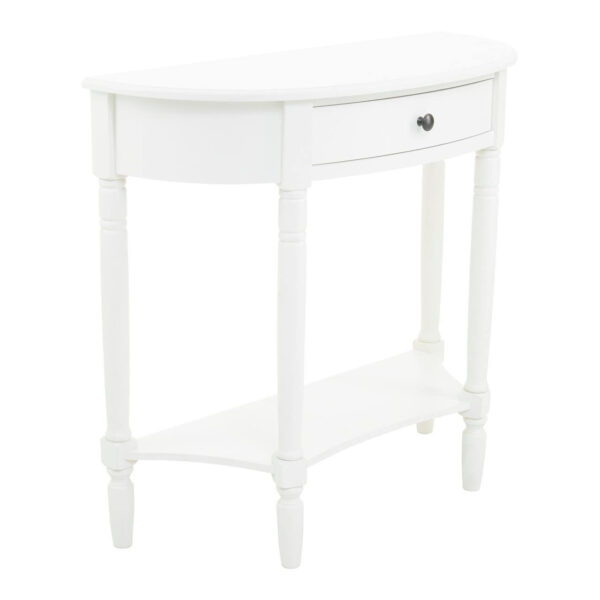 2406021_01__71700.1767160538.jpg Heritage White Half Moon Wooden Console Table with 1 Drawer