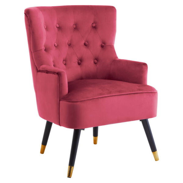 Loretta Wine Velvet Chair With Black Wood Legs