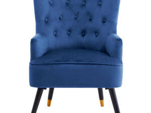 Loretta Midnight Velvet Chair With Black Wood Legs