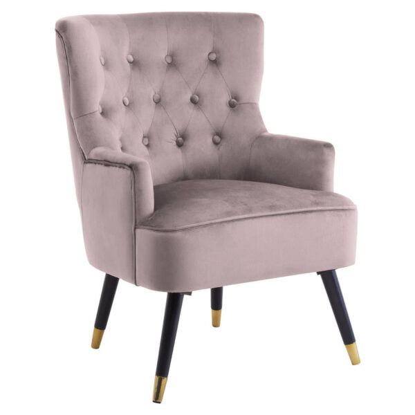 Loretta Mink Velvet Chair With Black Wood Legs