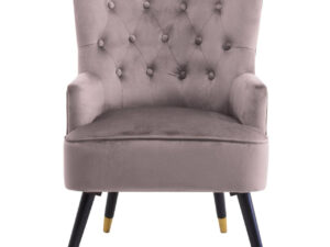 Loretta Mink Velvet Chair With Black Wood Legs