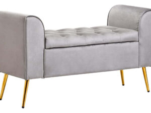 Loretta Grey Velvet Ottoman Storage Bench